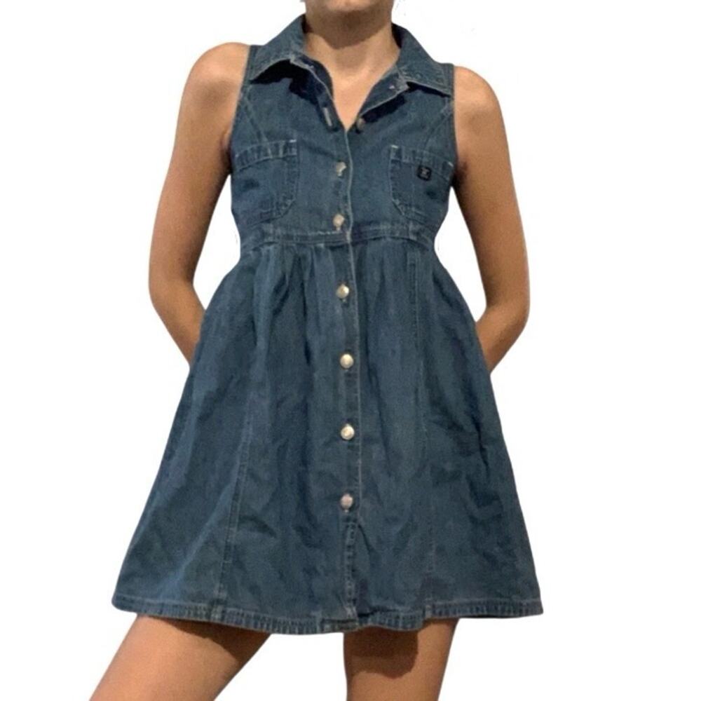 Gap Y2K Denim Mini Babydoll Dress – Small Boho Preppy
